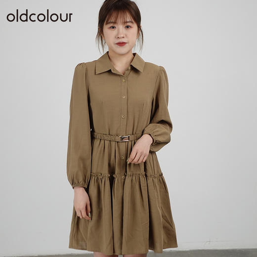 oldcolour2021秋商场同款设计感小众气质收腰连衣裙DN33103419 商品图0