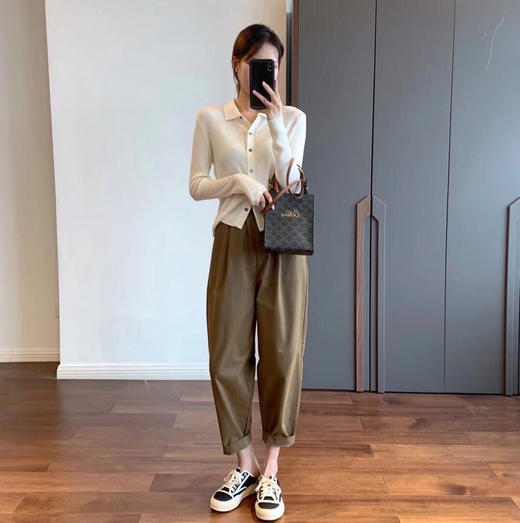 高阶品丨羊绒（10%）复古polo领翻领针织开衫 商品图2