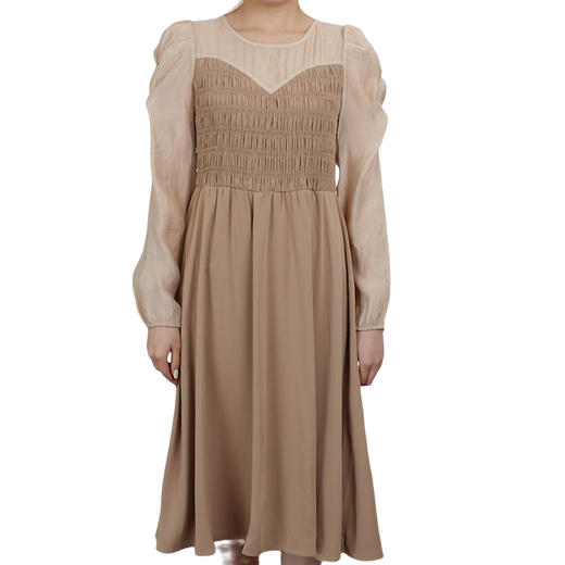 oldcolour2021秋商场同款甜美温柔拼接款抽褶连衣裙DN33103435 商品图4