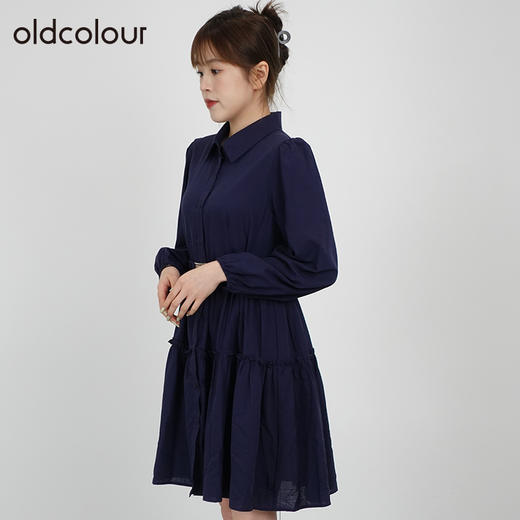 oldcolour2021秋商场同款设计感小众气质收腰连衣裙DN33103419 商品图3