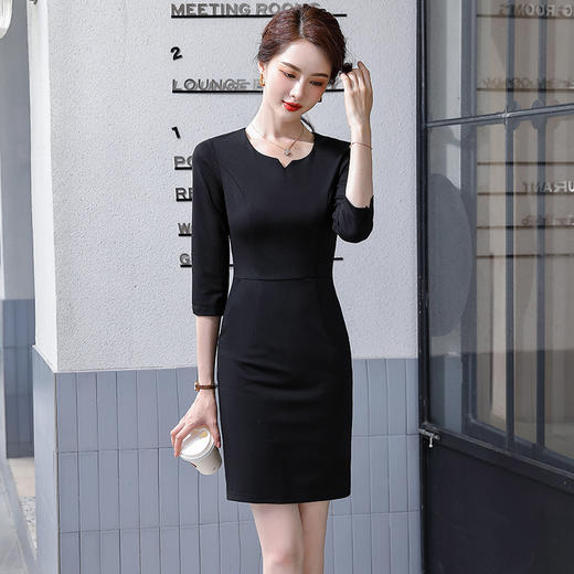 XZ-AMZ505美容院售楼部职业连衣裙女春秋时尚气质女神范黑色工装工作服 商品图2
