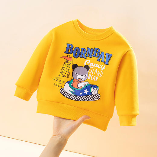 贝贝怡童装 春秋男童时尚卫衣舒适加绒保暖上衣223S3079 商品图5