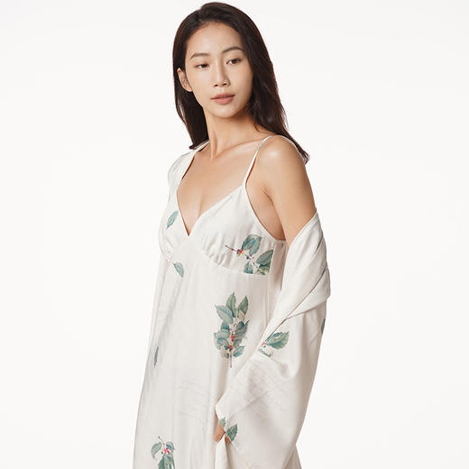 都市丽人好睡好眠女士丝质两件袍色丁提花薄家居服两件套睡衣LH23A7 商品图2