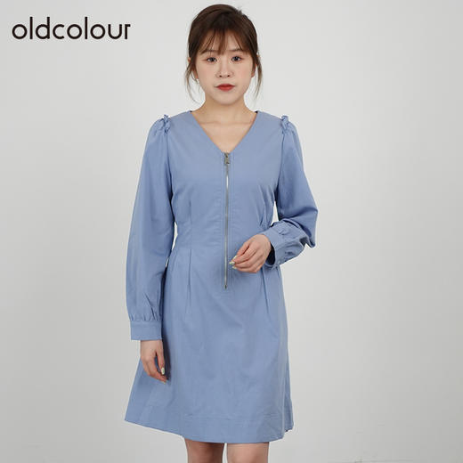 oldcolour2021秋商场同款V领长袖小清新气质短款连衣裙DN33103422 商品图2