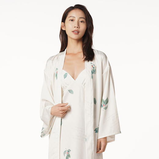 都市丽人好睡好眠女士丝质两件袍色丁提花薄家居服两件套睡衣LH23A7 商品图0