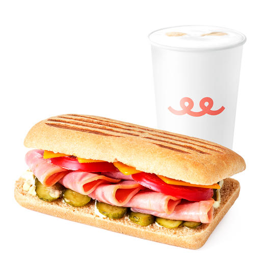 香槟火腿帕（中份）+拿铁（中杯） 商品图0