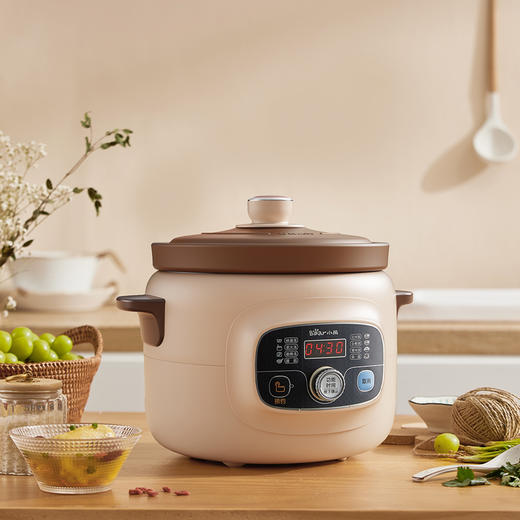 【小程序】小熊电炖锅 DDG-D40X9 杏色 4升紫砂,圆形上盖 商品图5