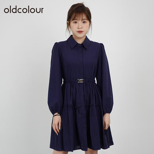 oldcolour2021秋商场同款设计感小众气质收腰连衣裙DN33103419 商品图1