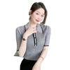 SJ-MX9010 冰丝针织衫短袖T恤夏季女装2022新款气质打底衫薄款半袖修身上衣 商品缩略图5