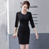 XZ-AMZ505美容院售楼部职业连衣裙女春秋时尚气质女神范黑色工装工作服 商品缩略图3