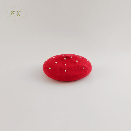 【马克珍妮 芦芙】女童莫兰迪色仿珍珠羊毛贝雷帽 宝宝帽子221827 商品图3