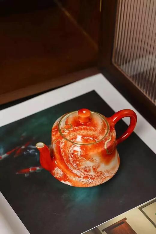 矾红苍龙吐水小壶 商品图0