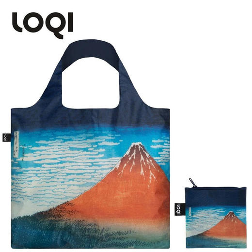 德国LOQI x 葛饰北斋 浮世绘 富岳三十六景 万用环保袋 再生环保材料 单肩可折叠 旅行大容量 防泼水 超轻50g可承重40斤  神奈川冲浪里 御殿山 红富士山 商品图1