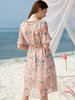 欧芮儿夏装2019女装碎花木耳边连衣裙女中长款收腰显瘦女裙 商品缩略图1