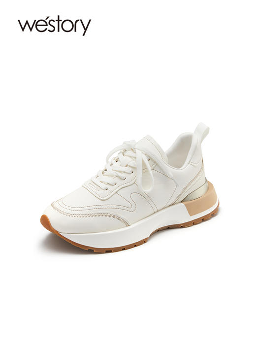 westory22年新款时尚厚底增高真皮透气ins潮老爹运动休闲鞋72291 商品图1
