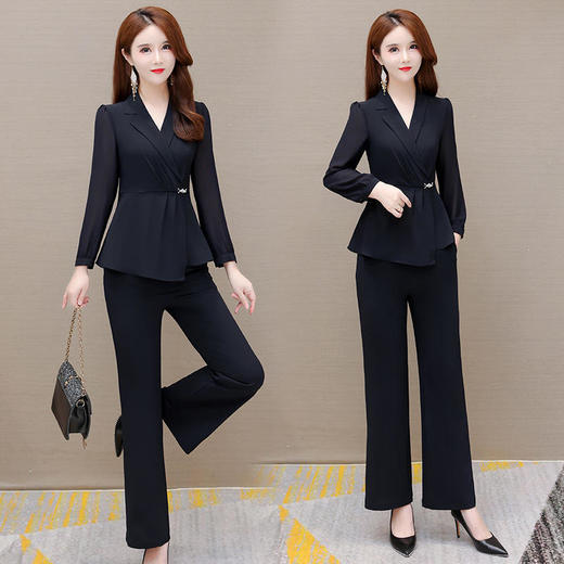 YWE XQD1122Q13时尚两件套装修身气质优雅大码套装 商品图1
