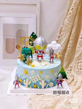 【奥特曼打小怪兽】1-2磅儿童蛋糕，需提前1天预定（东莞私人定制）
