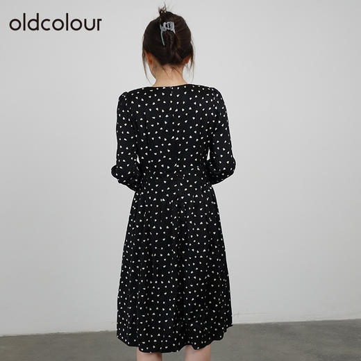 oldcolour春秋商场同款长袖气质小众V领碎花连衣裙GN31103862 商品图3