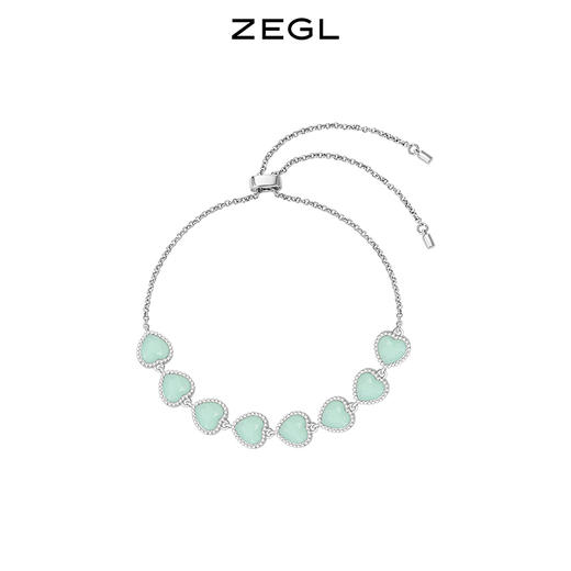 ZEGL设计师青绿绮梦系列绿色爱心手链女生夏ins小众设计闺蜜手饰 商品图0