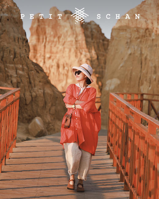 PETIT SCHAN小闪  CLO#026 Carrot胡萝卜  意大利进口亚麻混纺面料设计款洋橘红上衣/裤子 商品图0