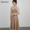 oldcolour2021秋商场同款甜美温柔拼接款抽褶连衣裙DN33103435 商品缩略图0