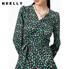 NEELLY纳俪商场同款连衣裙女气质V领泡泡袖A字裙收腰系带茶歇裙N22082Y01097 商品缩略图3