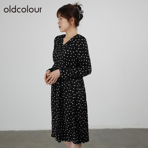 oldcolour春秋商场同款长袖气质小众V领碎花连衣裙GN31103862 商品图2