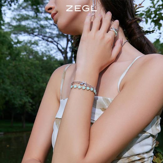 ZEGL设计师青绿绮梦系列绿色爱心手链女生夏ins小众设计闺蜜手饰 商品图3