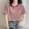 【拉夏贝尔同厂】条纹t恤短袖 长袖宽松显瘦2023年夏新款打底女体恤休闲半袖 商品缩略图9
