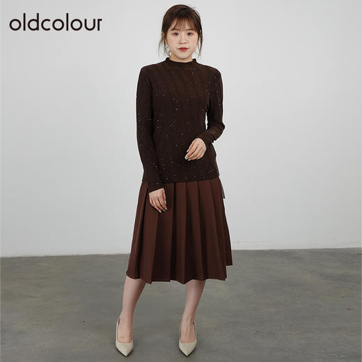 oldcolour2021秋商场同款简约气质中长款百褶半身裙DN33063511 商品图2