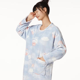 都市丽人生活家居女士特价法兰绒睡裙双面法兰绒厚家居服长袖裙睡衣LH26F3