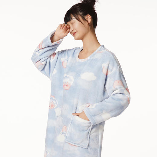 都市丽人生活家居女士特价法兰绒睡裙双面法兰绒厚家居服长袖裙睡衣LH26F3 商品图0