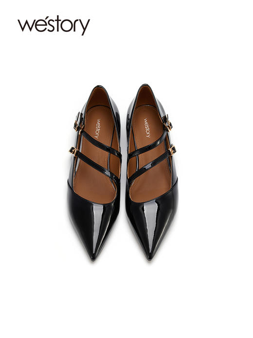 westory22年新款纯色平底尖头真皮百搭小众设计单鞋小皮鞋女72521 商品图3