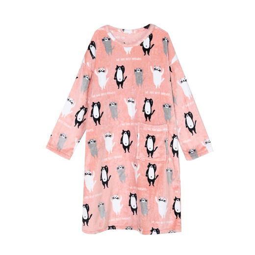 都市丽人生活家居女士特价法兰绒睡裙双面法兰绒厚家居服长袖裙睡衣LH26F3 商品图3