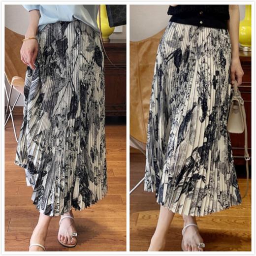 轻奢款丨德国高端印花 水墨印花 百褶半身裙 商品图1