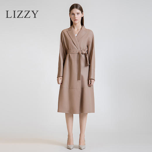 LIZZY 美拉德时尚帅气简约西装领绵羊皮宽松风衣外套7457 商品图4