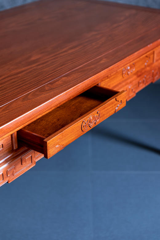 红桥红  家具严选  缅甸花梨（大果紫檀）  【178故宫款 拐子蝠纹茶桌 七件套】 商品图5