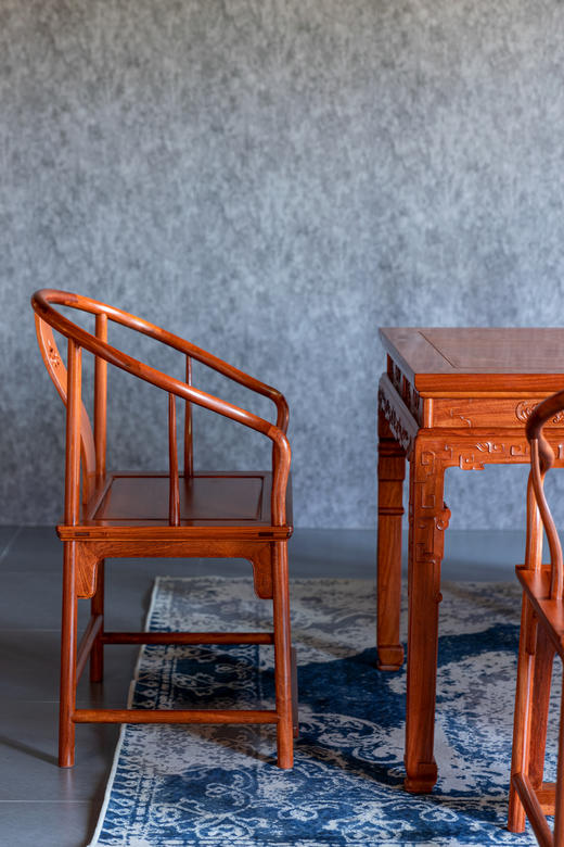 红桥红  家具严选  缅甸花梨（大果紫檀）  【178故宫款 拐子蝠纹茶桌 七件套】 商品图12