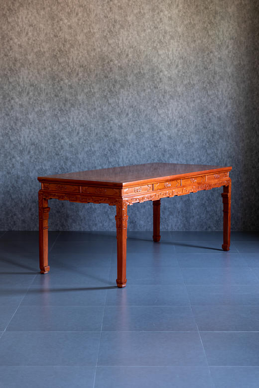 红桥红  家具严选  缅甸花梨（大果紫檀）  【178故宫款 拐子蝠纹茶桌 七件套】 商品图4