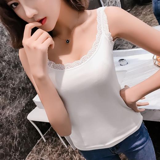 纯棉加绒吊带背心女冬季加厚保暖紧身内穿无袖性感蕾丝修身打底衫 商品图1