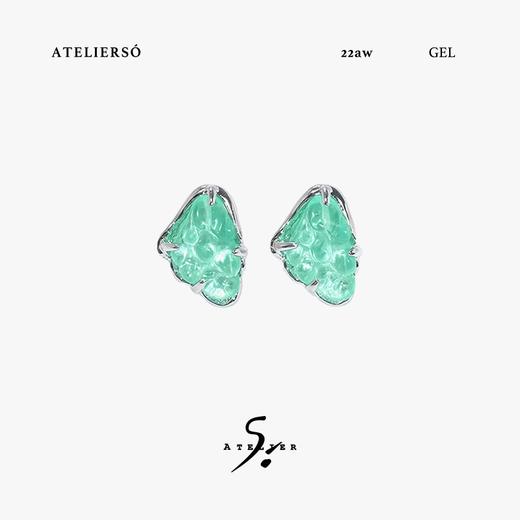 ATELIERSO 22AW果冻系列 果冻包裹翅膀耳钉 水绿色 商品图0