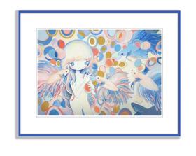 黄菊《斗鱼与少女》版画