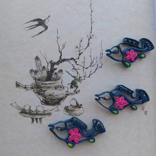 桃花鳜鱼盘扣吊坠项链一件○芳意旗袍 商品图3