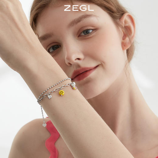 ZEGL设计师彩虹笑脸串珠手链女夏彩色双层高级感人造珍珠小熊多巴胺穿搭手饰 商品图1