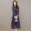 YWE OMS209-1气质优雅长袖印花中长款连衣裙 商品缩略图1