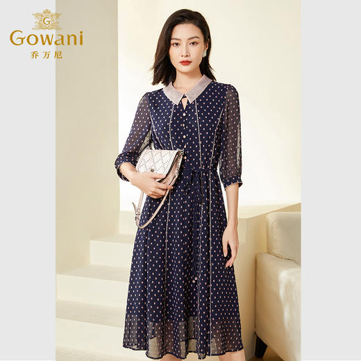 乔万尼春装新款法式连衣裙收腰艺术感显瘦减龄春季EF3E823 商品图1