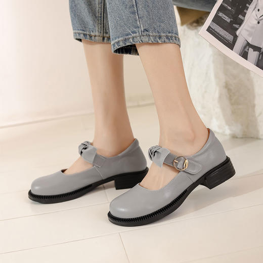 西村名物22秋季新款白色玛丽珍鞋圆头厚底仙女单鞋18571 商品图3