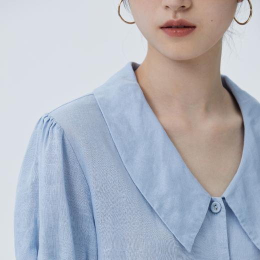 可外穿家居服 BLEO 亲肤轻盈亚麻尖领短袖长裤套装 商品图10