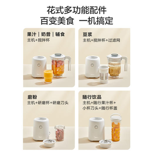 【美的家用榨汁机】多功能家用小型炸果汁杯便携式电动料理搅拌机智能生活 商品图1