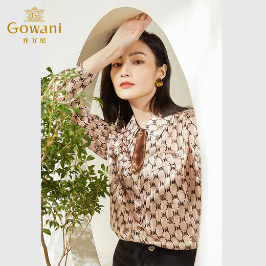 乔万尼新款春装高级感衬衫女减龄印花设计长袖款EF3C876 商品图2